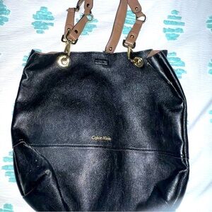 Black leather Calvin Klein purse